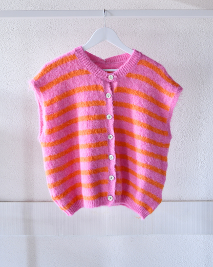 Strickweste Stripes in Orange/Pink