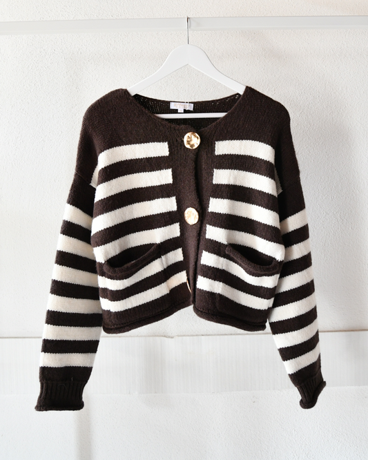 Strickjacke Stripes mit goldenen Knöpfen
