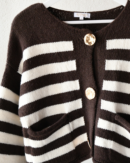 Strickjacke Stripes mit goldenen Knöpfen