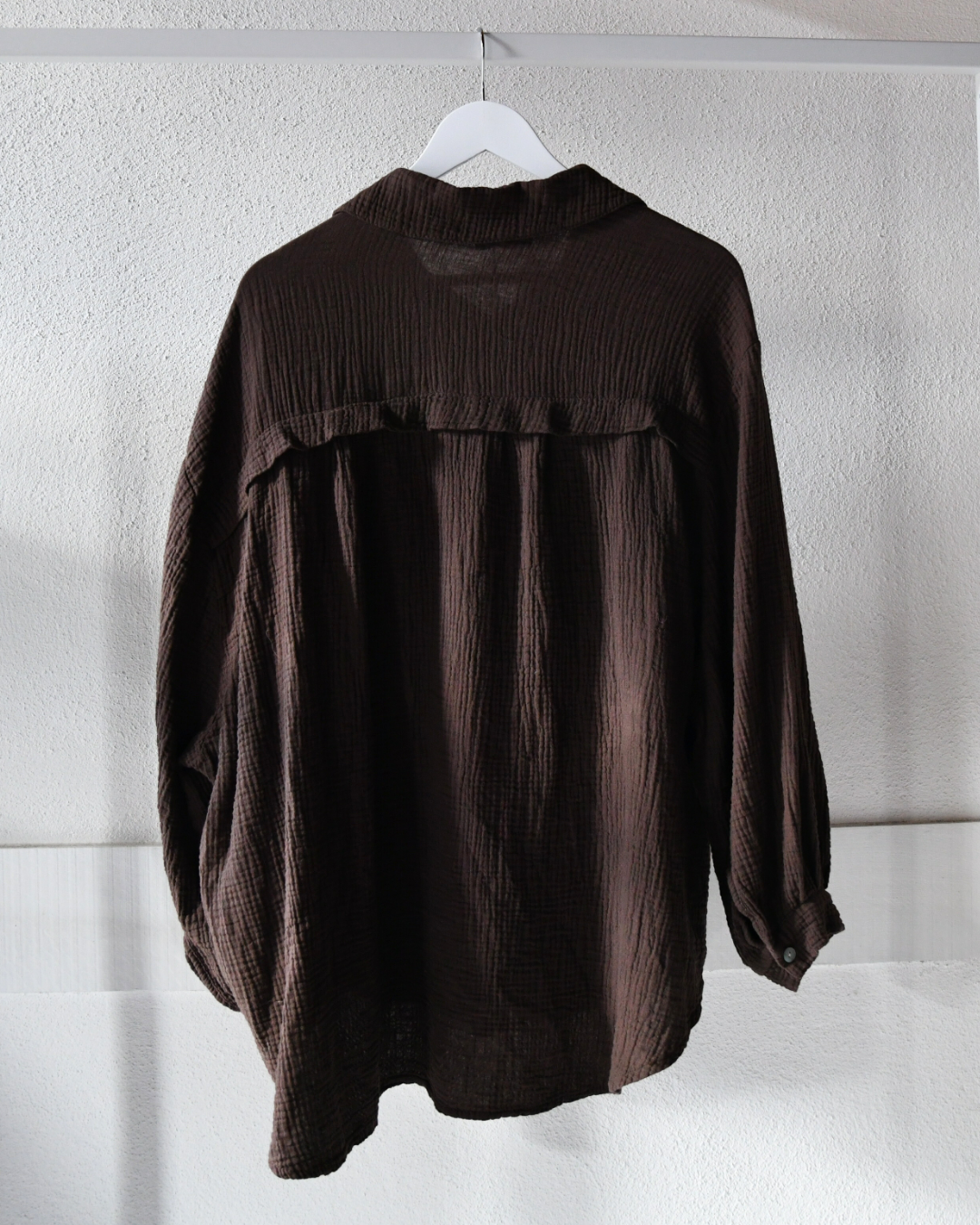 Musselinbluse in Dunkelbraun