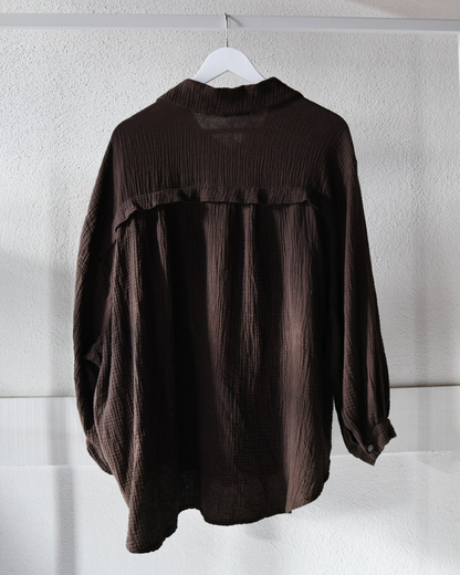 Musselinbluse in Dunkelbraun