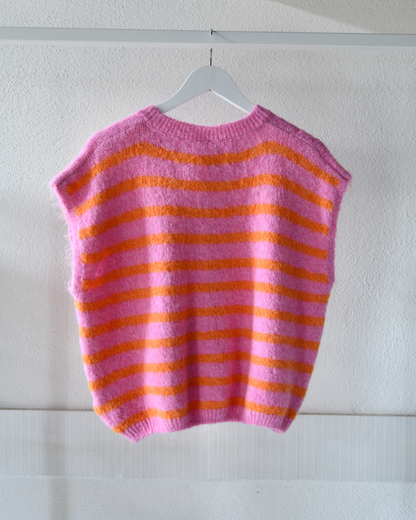 Strickweste Stripes in Orange/Pink