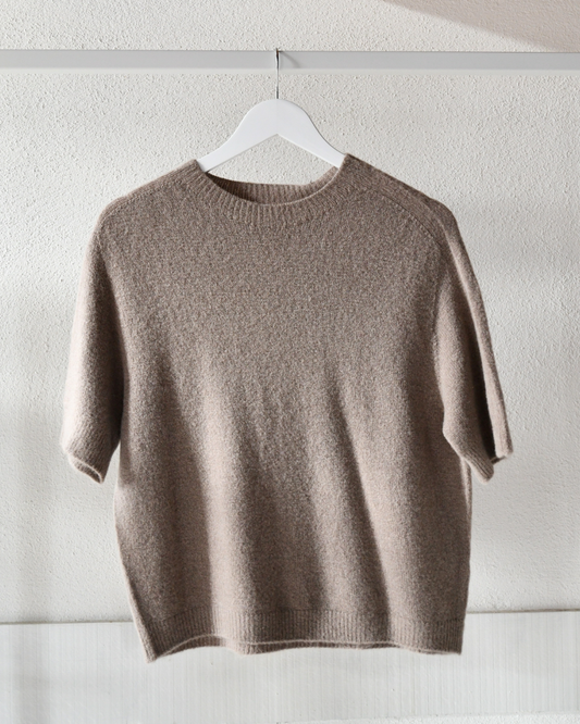 Strickpullover Anna kurzarm in Taupe