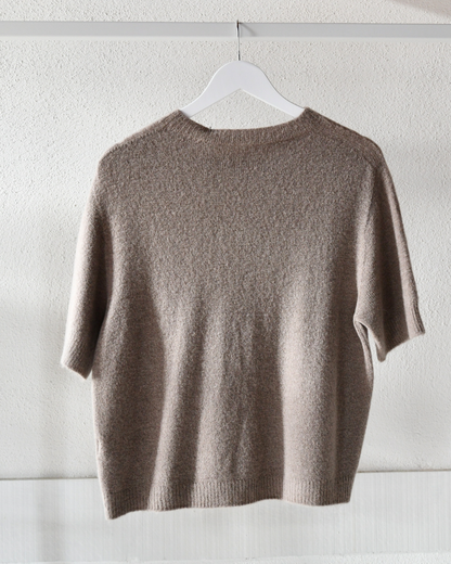 Strickpullover Anna kurzarm in Taupe