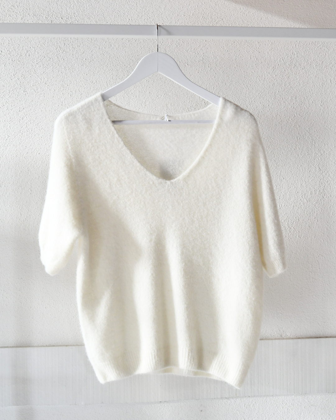 Strickpullover Bella Kurzarm in Cremeweiß