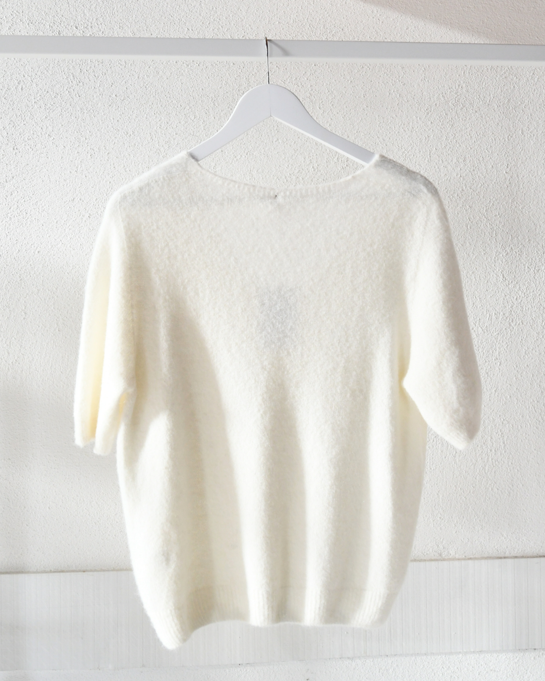 Strickpullover Bella Kurzarm in Cremeweiß