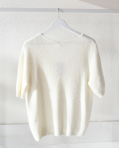 Strickpullover Bella Kurzarm in Cremeweiß