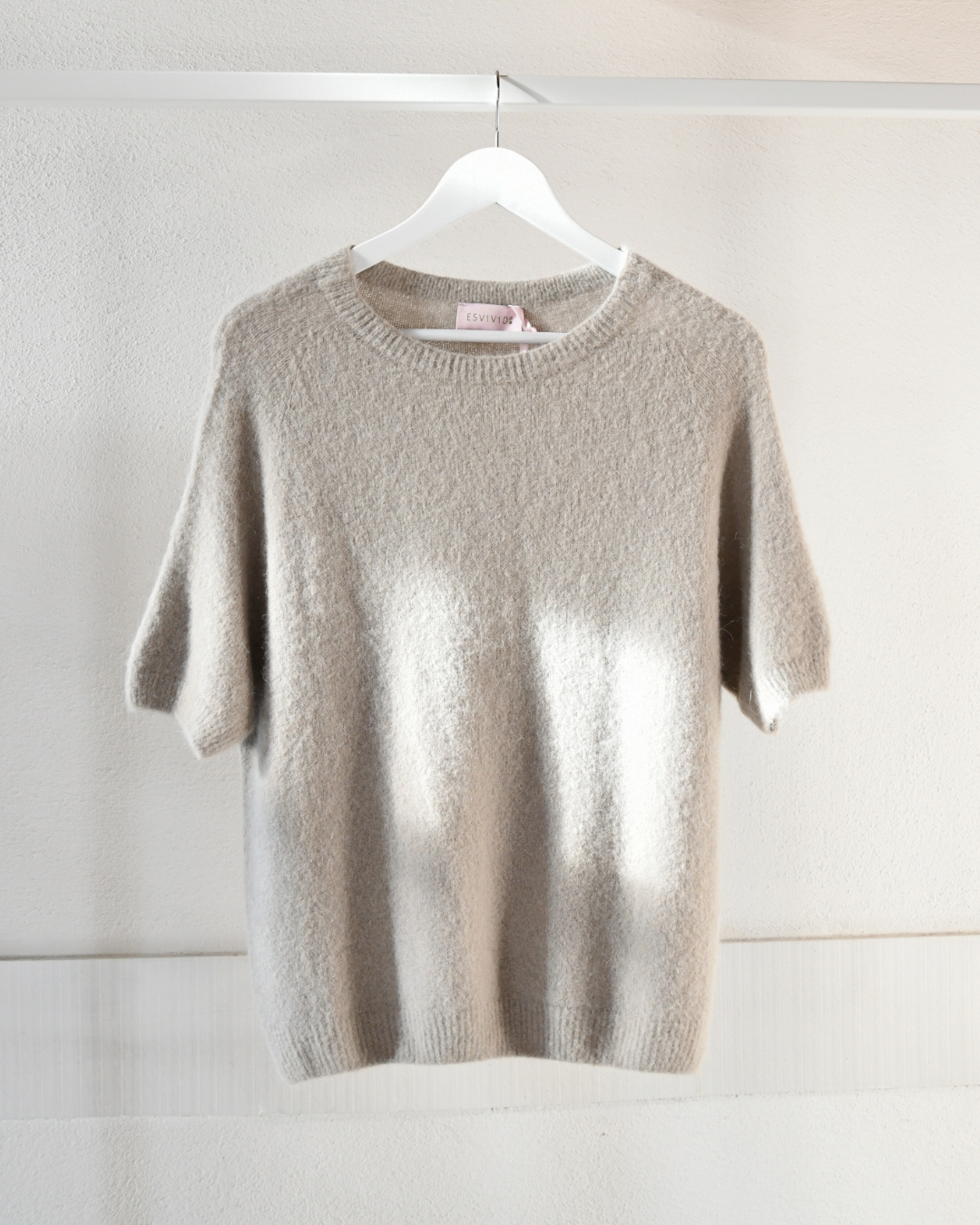 Strickpullover Kurzarm in Beige
