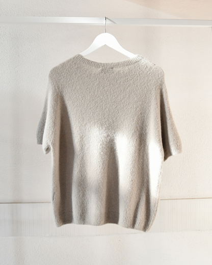 Strickpullover Kurzarm in Beige
