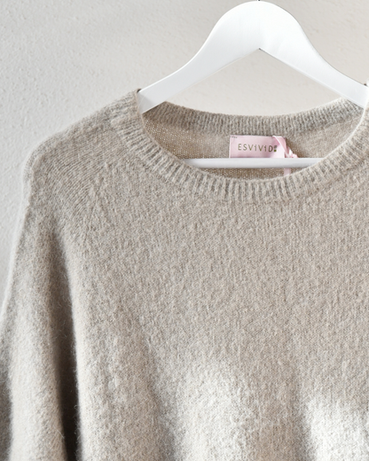 Strickpullover Kurzarm in Beige