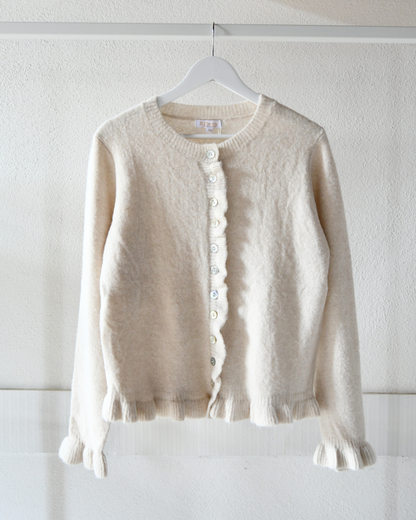 Rüschen Strickjacke in beige