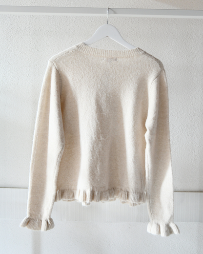 Rüschen Strickjacke in beige