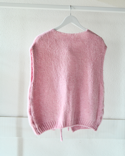 Strickweste mit Schleifen in rosa