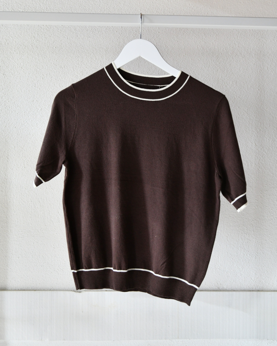 Feinstrickshirt in Dunkelbraun