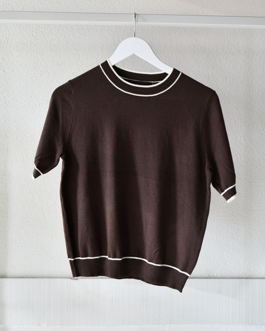 Feinstrickshirt in Dunkelbraun
