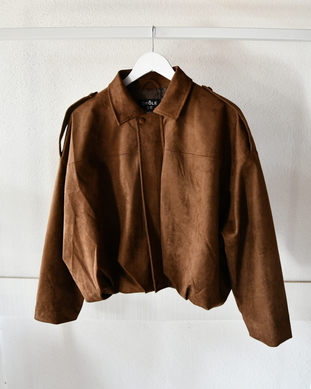 Bomberjacke im Wildleder-Look in Braun