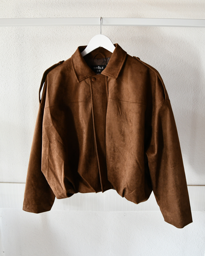 Bomberjacke im Wildleder-Look in Braun