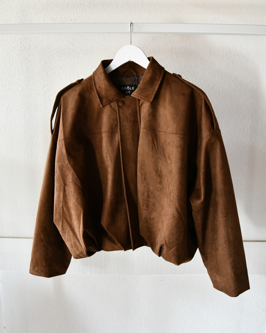 Bomberjacke im Wildleder-Look in Braun