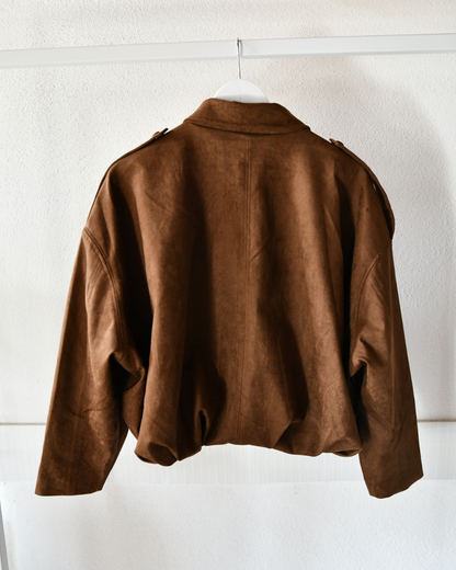 Bomberjacke im Wildleder-Look in Braun