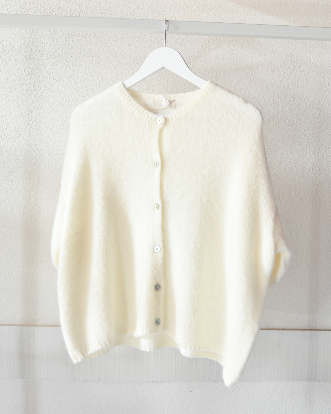 Strickjacke Mohair in Creme