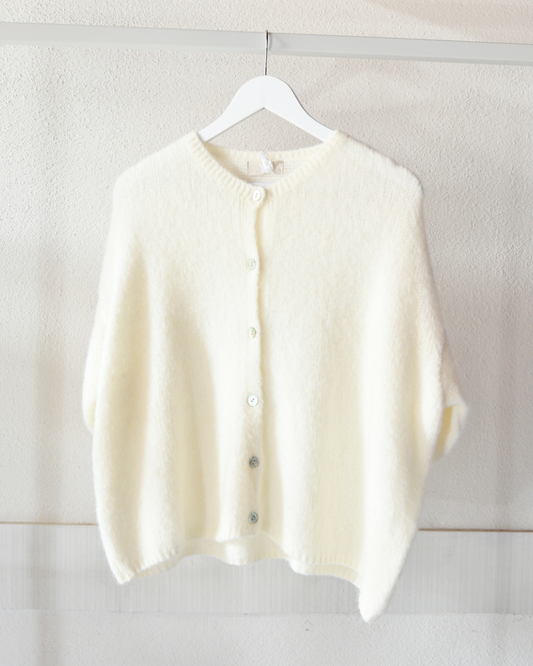 Strickjacke Mohair in Creme