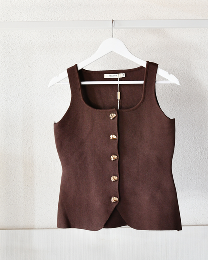 Strickweste in Braun/Gold