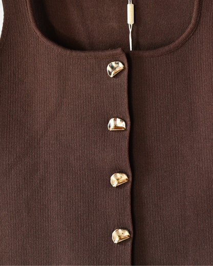 Strickweste in Braun/Gold