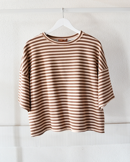 Shirt Stripes in Braun/Creme
